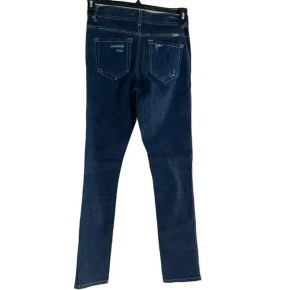 Inc Denim Dark Wash Faux Distressed Design Women's Stretch Jeans Size 2 - Picture 2 of 8